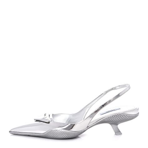 Prada Slingback Pumps In Argento 